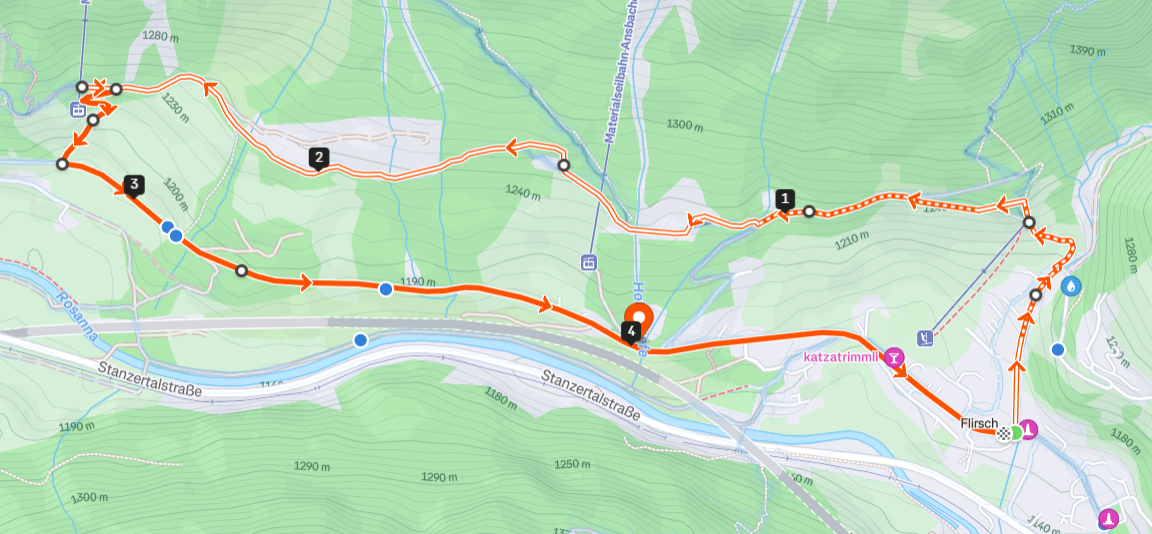 Kaart wandeling Flirsch